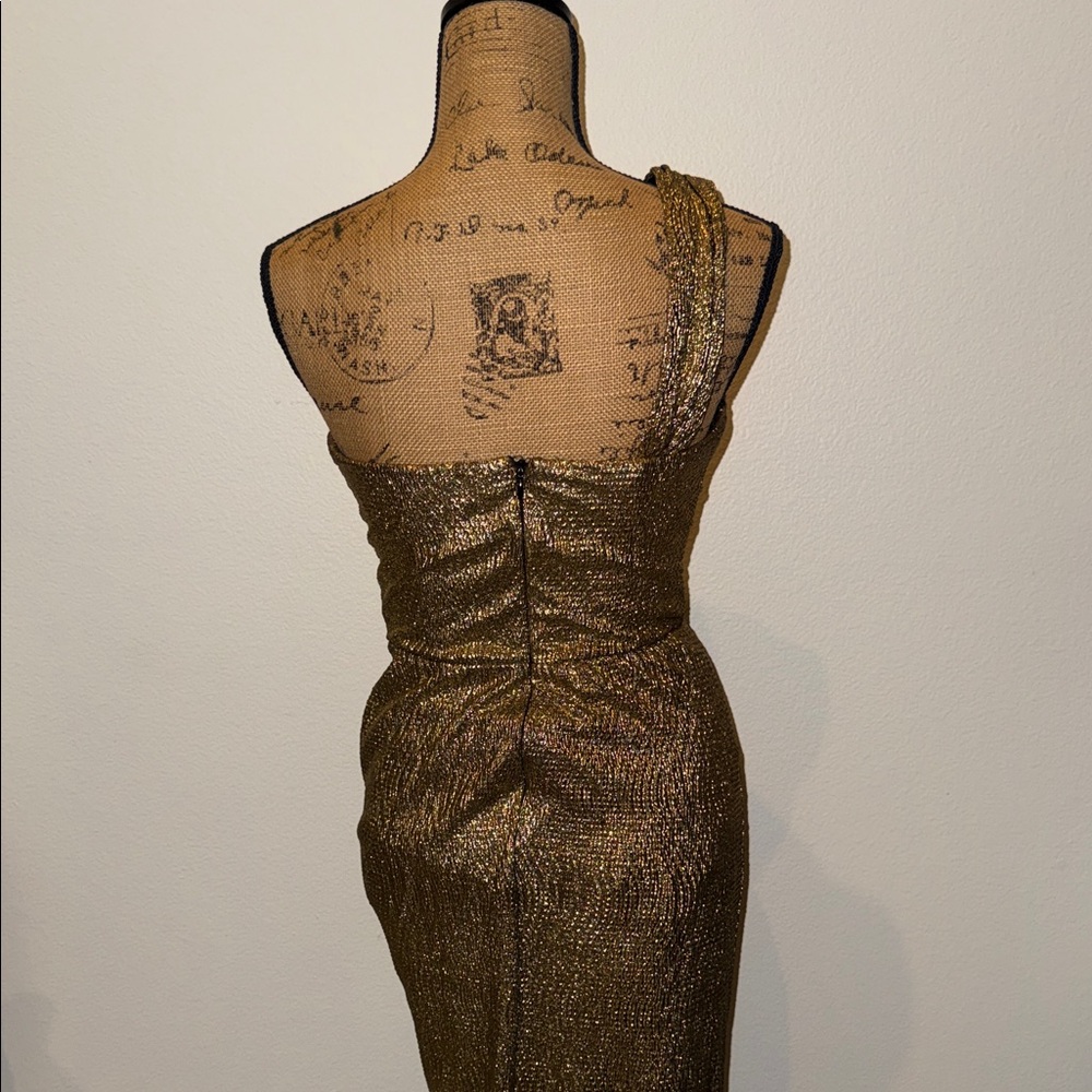 Xscape Gold One Shoulder Dress - Picture 4 of 6